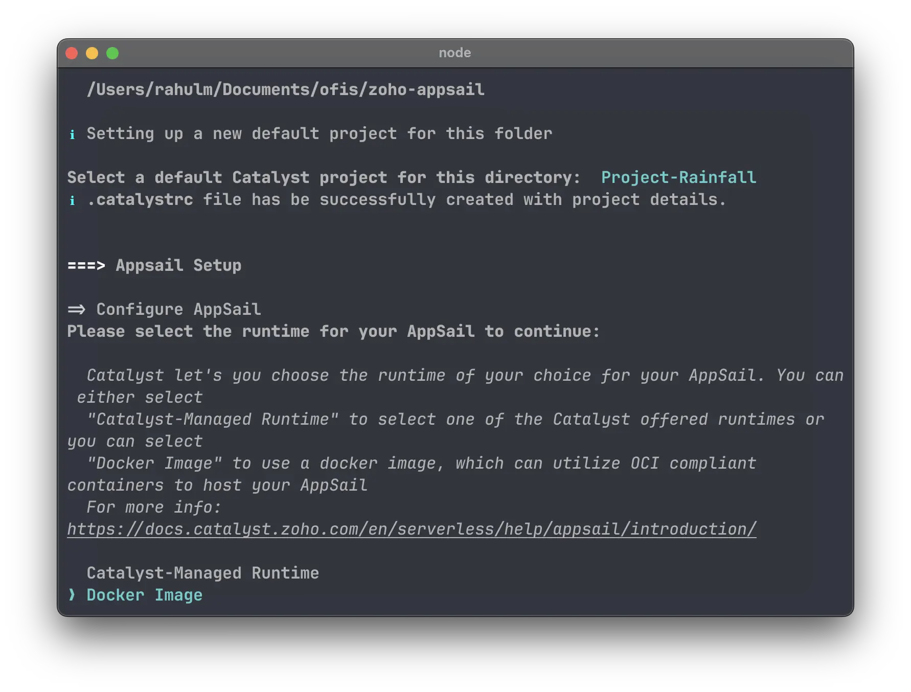 Selecting Docker Option